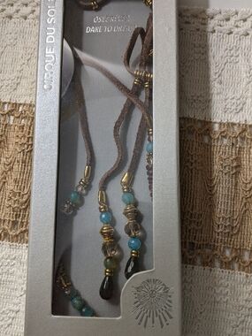 Brown Suede & Blue Bead Women's Necklace Set
